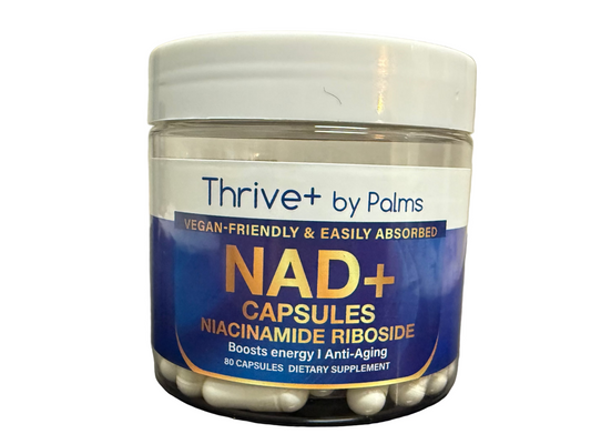 Thrive + by Palms NAD+ Capsules Vegan Friendly & Easily Absorbed Niaciniamide Riboside Boots Energy Anti-Aging 80 Capsules Dietary Supplement Vitamin
