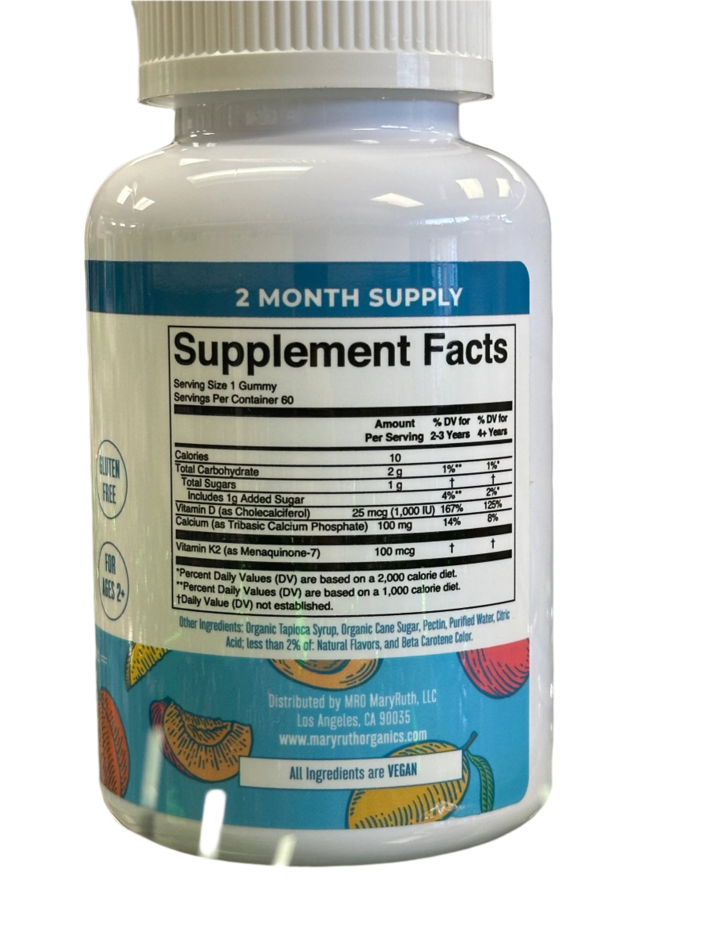 MaryRuth's K2+D3 Calcium Gummies Peach Mango