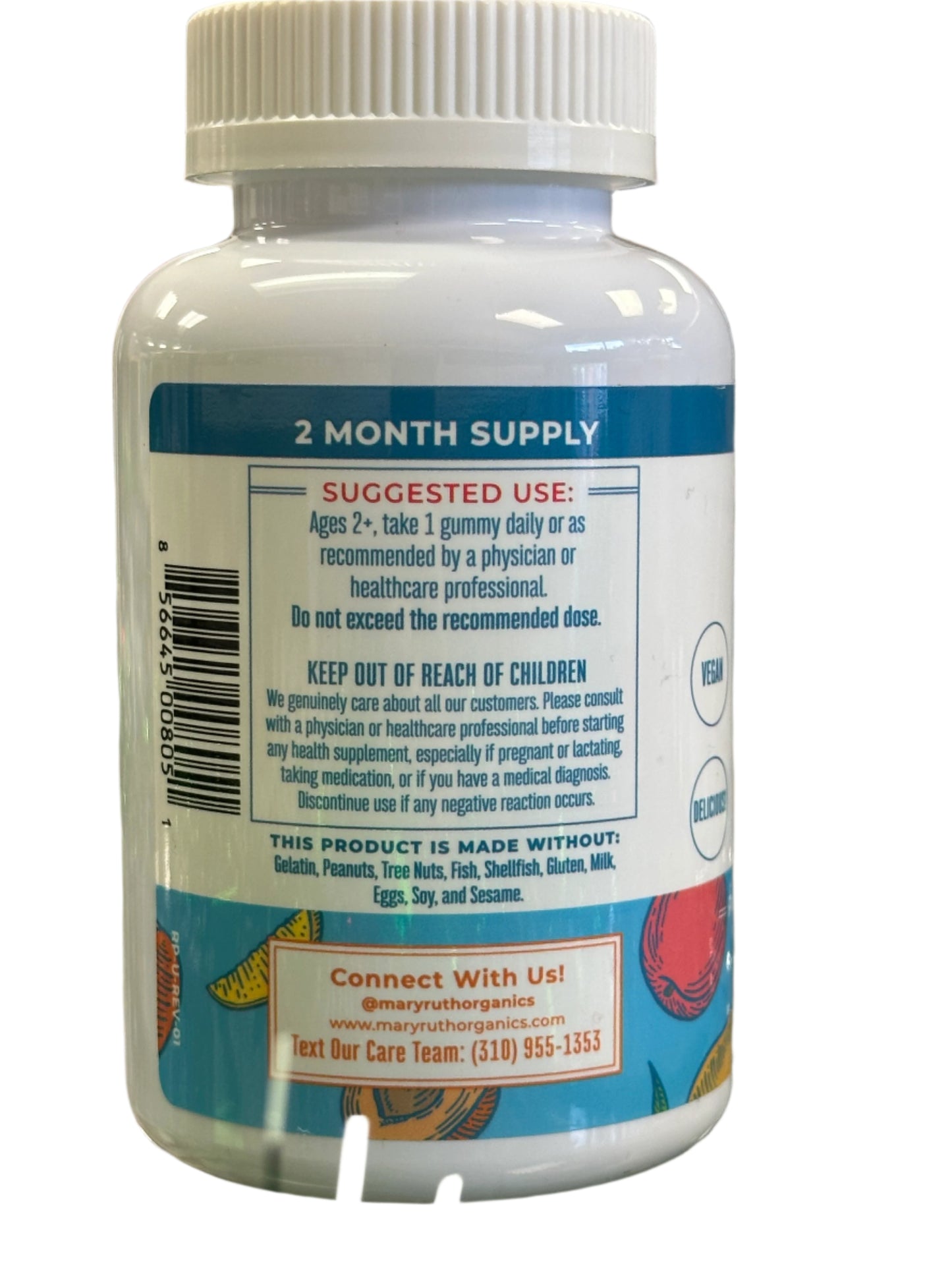 MaryRuth's K2+D3 Calcium Gummies Peach Mango