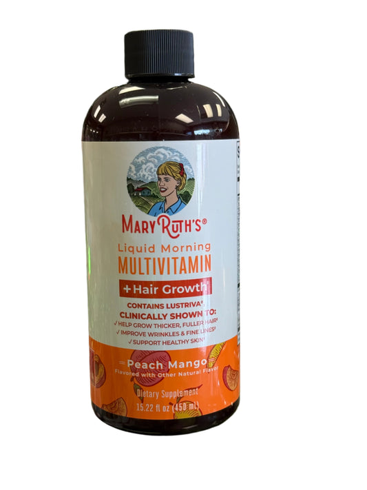 MaryRuth's Liquid Morning Multivitamin + Hair Growth Peach Mango