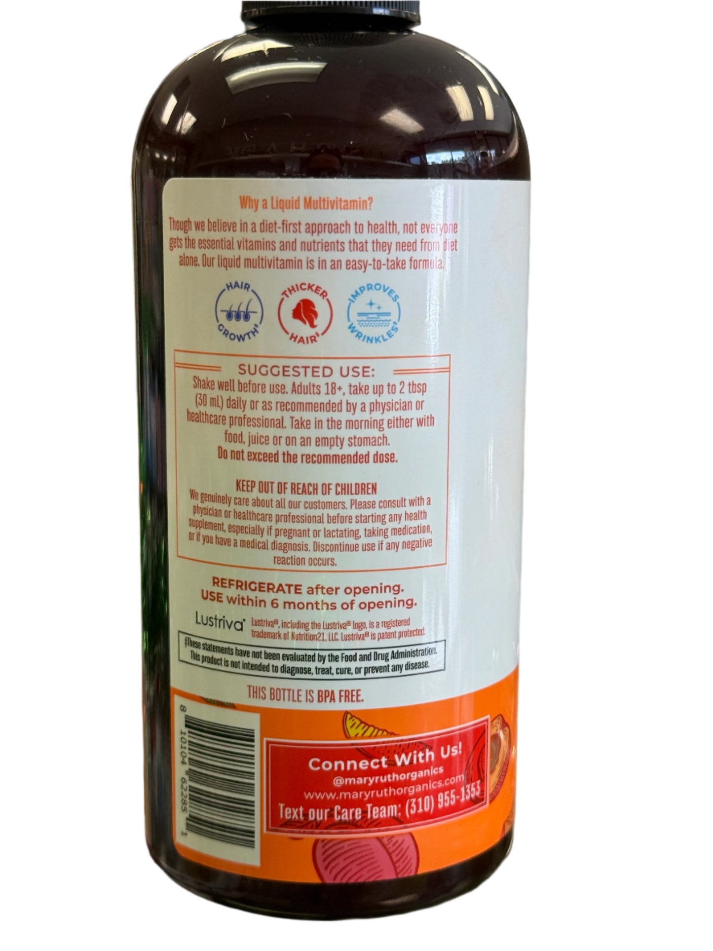 MaryRuth's Liquid Morning Multivitamin + Hair Growth Peach Mango