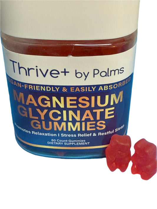 Thrive+ by Palms Magnesium Glycinate Gummies- Strawberry & Watermelon- Dietary Supplement