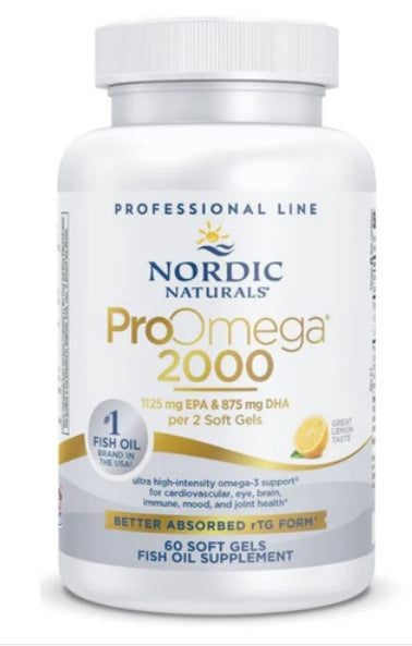 Nordic Naturals ProOmega 2000 – Lemon Flavor  Ultra High-Potency Omega-3 for Brain, Heart & Immune Health 2150 mg Omega-3 | 60 Soft Gels