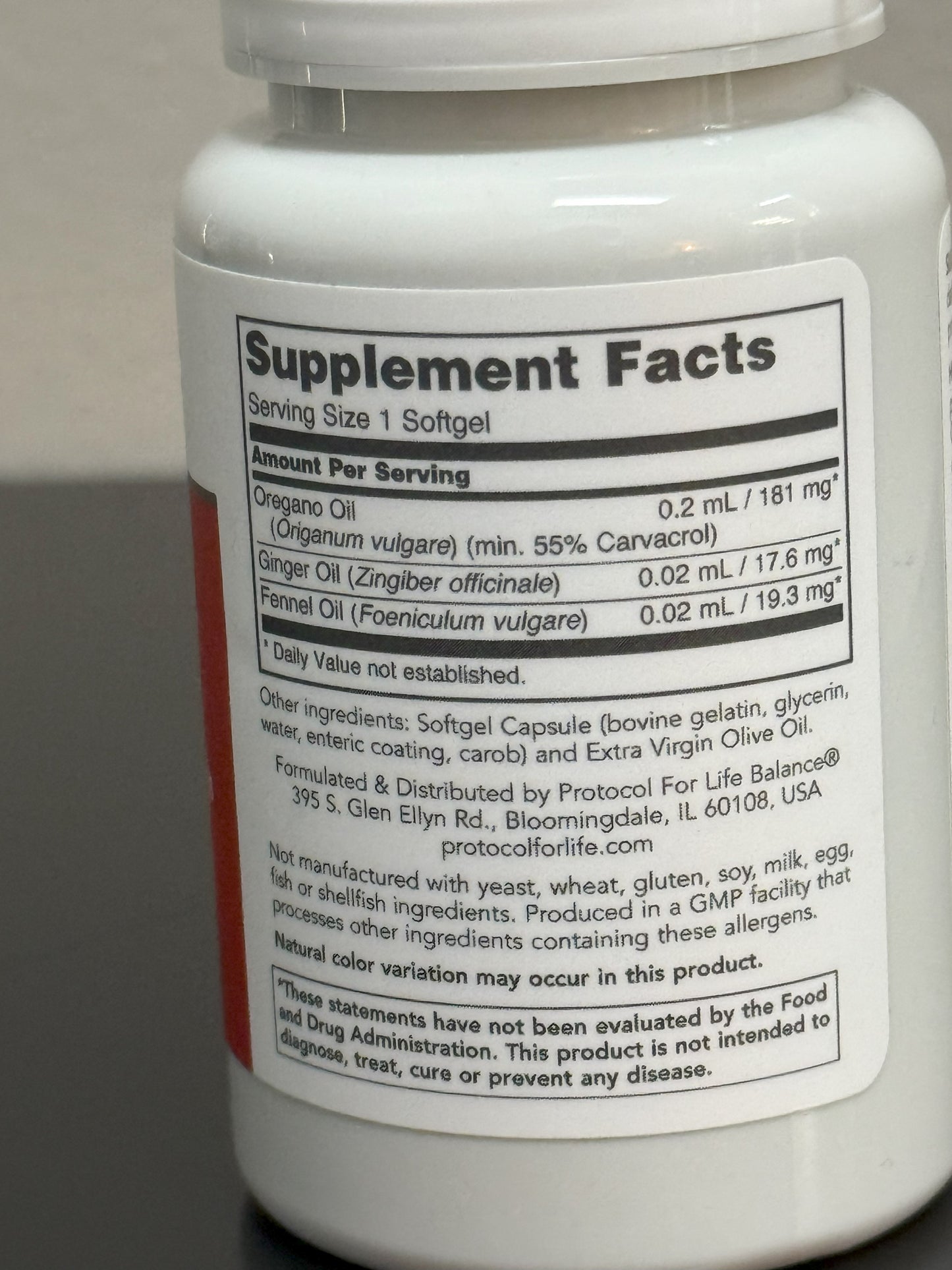 Protocol for Life Balance Oregano Oil