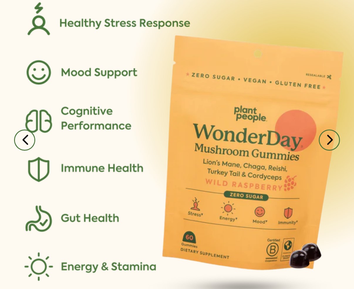 Plant People Wonder Day Mushroom Gummies 10 Count