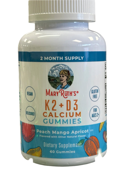 MaryRuth's K2+D3 Calcium Gummies Peach Mango