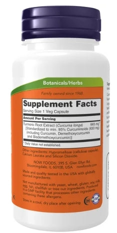 NOW Turmeric Curcumin- 60 Vegan Capsules Natural Joint & Antioxidant Support