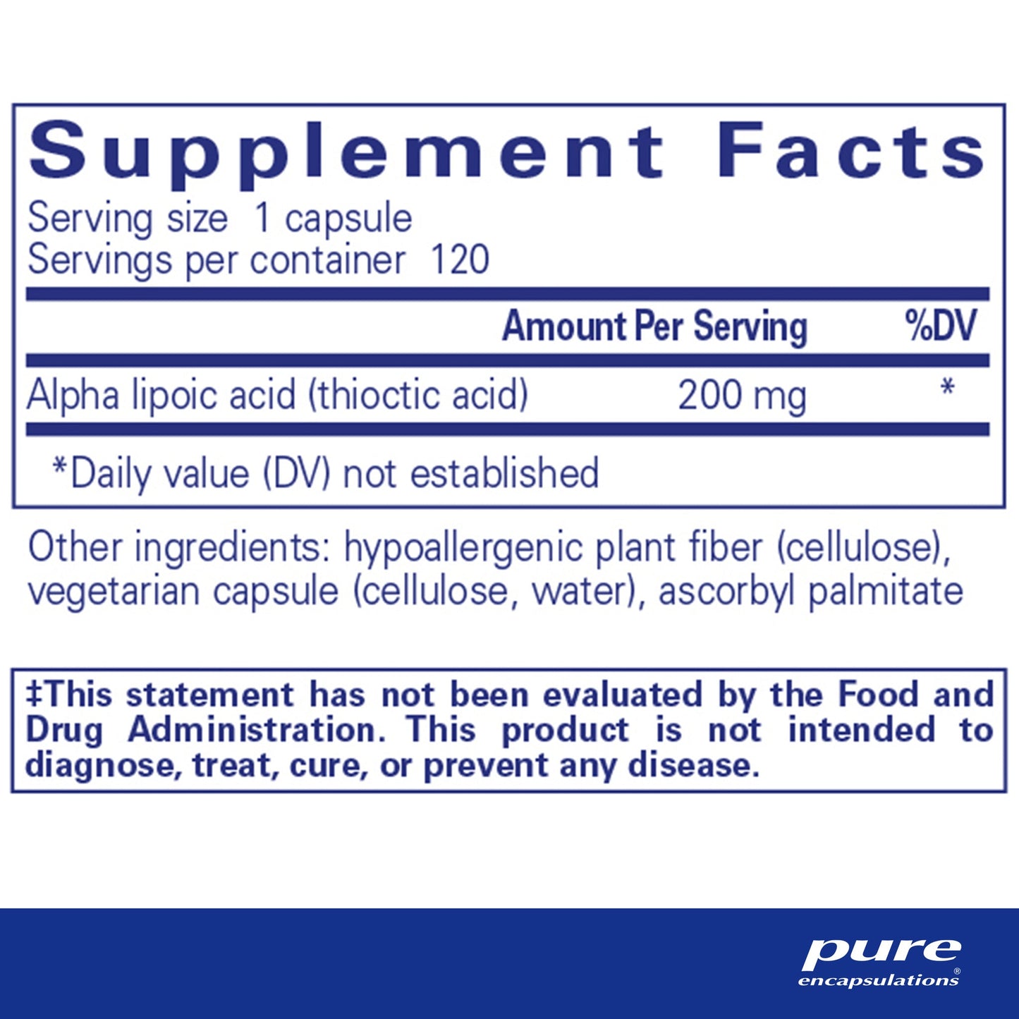 Alpha Lipoic Acid 200 mg.